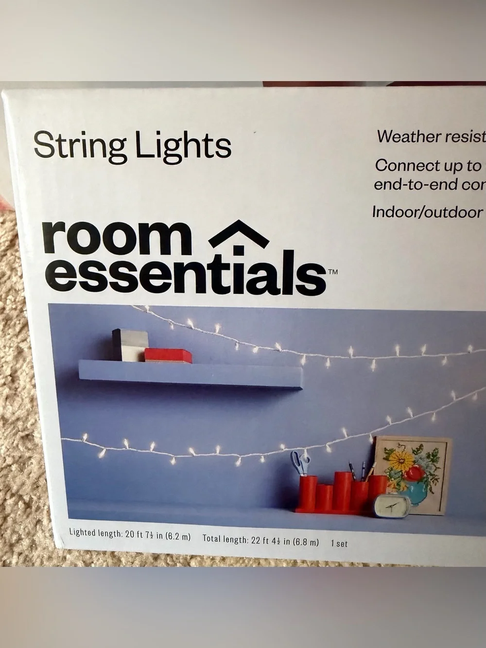NWT. Room Essentials White Mini String Lights - Warm White Indoor/Outdoor